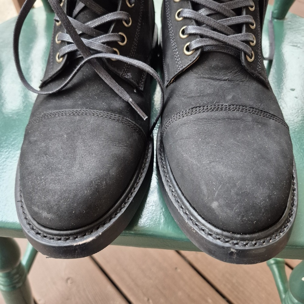 Taylor Stitch Moto Boot Black Waterproof Nubuck Leather Mens 10 Welted Preppy - Picture 5 of 15